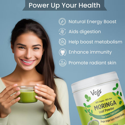 Moringa Leaf Powder - Freeze Dried & True Green 100% Pure Moringa Leaves Powder - Single Origin Organic Moringa Oleifera Leaf with Essential Amino...