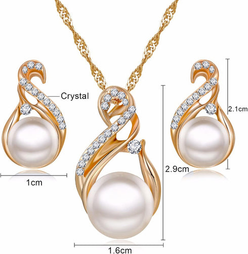 17IF Pearl Flower Earrings Necklace Gold Jewelry Sets For Women Bride Bridesmaids Wedding Party Prom, Dainty Mother Day Jewelry Gifts...