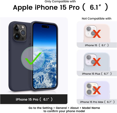 OTOFLY Designed for iPhone 15 Pro Case, Silicone Shockproof Slim Thin Phone Case for iPhone 15 Pro(6.1 inch), (Midnight Blue)......