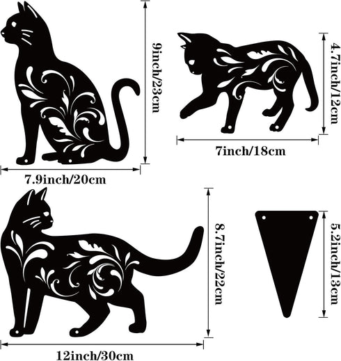 URATOT 3 Pack Metal Cat Garden Statues Black Cat Silhouette Cat Decorative Garden Stakes Garden Outdoor Statues Animal Stakes for Yard Decor and L...