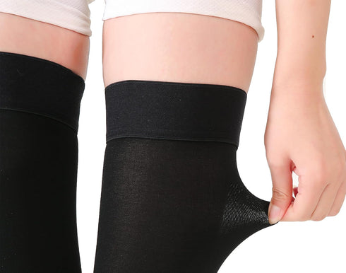 1 Pair Compression Stockings for Women & Men,15-20mmHg, Medical Open Toe Thigh High Socks Graduated Support for Varicose Veins, Edema, Flight...
