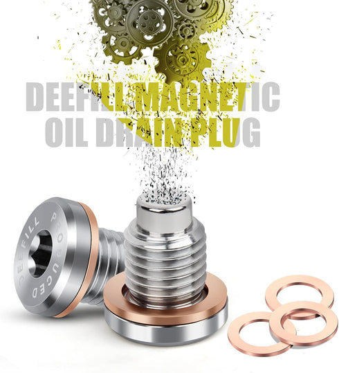 Magnetic Stainless Steel Crankcase Engine Oil Drain Plug with Copper Washer Fit for CR250 CR480, Polaris RZR Sportsman Ranger Scrambler, Kawasaki,...