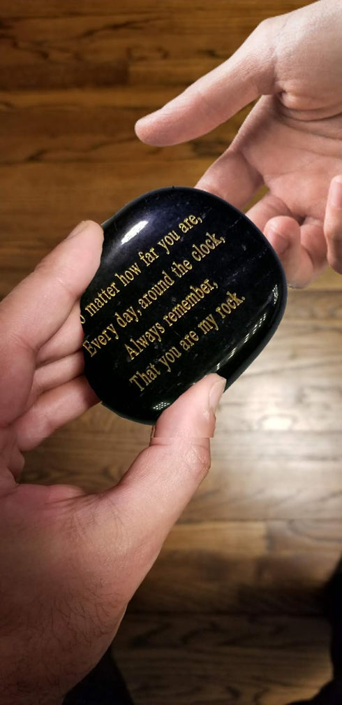 Long Distance Relationships Gifts, "No matter how far you are, Everyday around the clock, always remember, that you are my rock." Engraved rock, F...