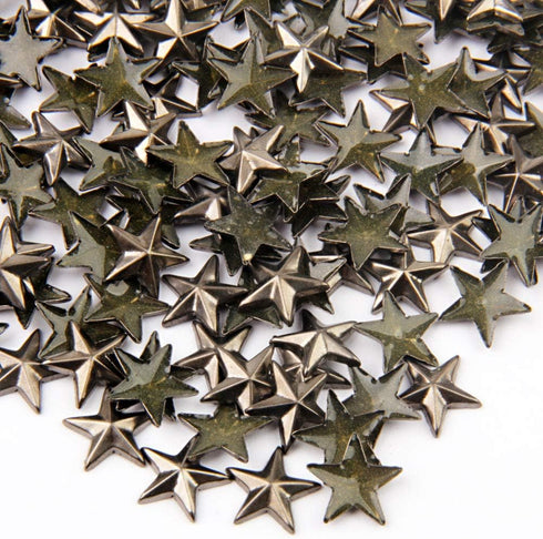 Beadsland Hotfix Iron On, Flat Back Stars Studs - 1/4" Flatback Glue on Studs 500pcs (Gun Grey, 8x8mm)...