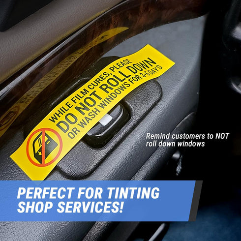 DO NOT ROLL DOWN Window Tint Stickers - 5 x 1 in. Car Automotive Window Film Tint Warning Caution Label Stickers for Professional Tinter and Auto ...