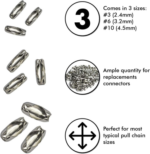 Ball Chain Connector Clasps 300 Pieces Number 10 Connectors Fits 4.5mm Beaded Ball Chain...