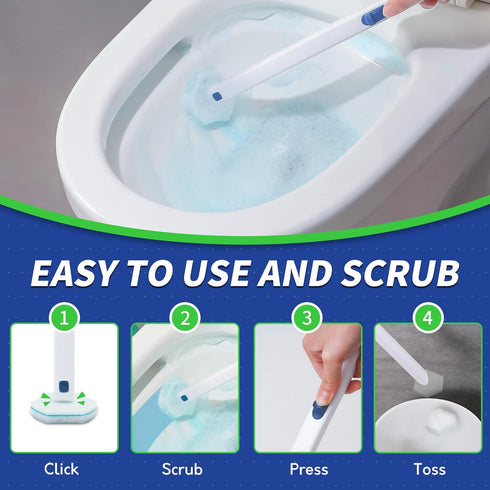 BOOMJOY Disposable Toilet Brush Set with 15 Wand Refills, Toilet Bowl Cleaner Wand with Holder, Toilet Cleaning System Starter Wand Kit, Bathroom ...