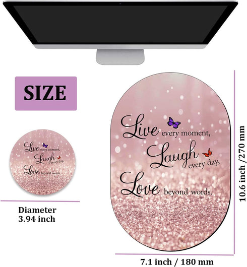 Advanced Texture Fashion Mouse Pad, Glitter Quote Live Laugh Love Non-Slip Rubber Base Gaming Mouse pad, Washable Lycra Surface Mouse Pad Design, ...