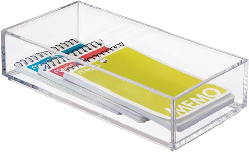 iDesign Clarity Plastic Drawer Organizer for Vanity, Countertop, Bathroom, Kitchen and Cabinet Storage, 8" x 4" x 2", Clear...