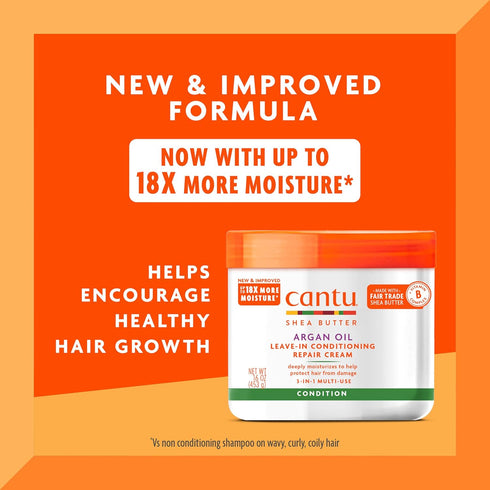 Cantu Leave-In Conditioning Repair Cream with Argan Oil, 16 oz (Packaging May Vary)...