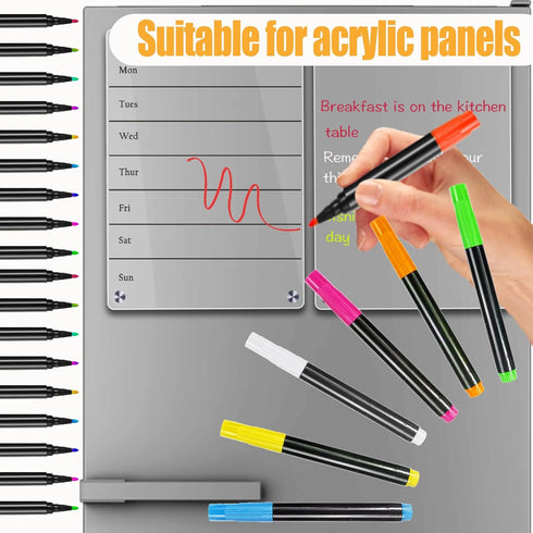 Liquid Chalk Markers for Acrylic Fridge Calendar Dry Erase Markers, Wet Erase Pens Set of 6Colors apply to Glass, Labels, Whiteboards Dry Erase Ac...