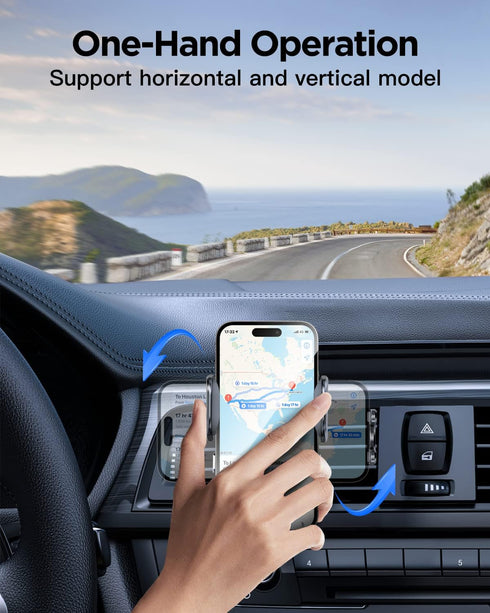 Wireless Car Charger, Lekente 15W Qi Fast Charging Car Phone Mount | Auto-Clamping Air Vent Car Cell Phone Holder for iPhone 15/14 /13/12 /11 /X/X...