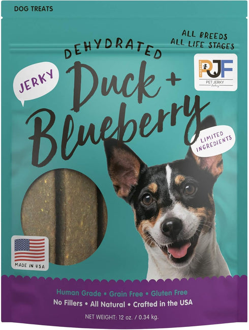 Premium Duck and Blueberry 12 oz. Dog Jerky Treats | 100% Human Grade | USA Made | High Protein | Grain Free | Limited Ingredients | No Filler | B...