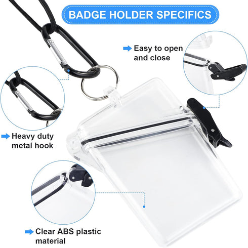 URATOT 4 Pack Waterproof Badge Holder Clear Safe Waterproof Card Holder with Lanyard for Cards, Coin and Money Heavy Duty Durable Locker Dry Box.....
