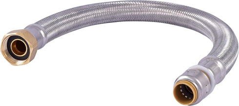 SharkBite Max 1/2 Inch x 3/4 Inch FIP x 18 Inch Stainless Steel Braided Flexible Water Heater Connector, Push to Connect Brass Plumbing Fitting, P...