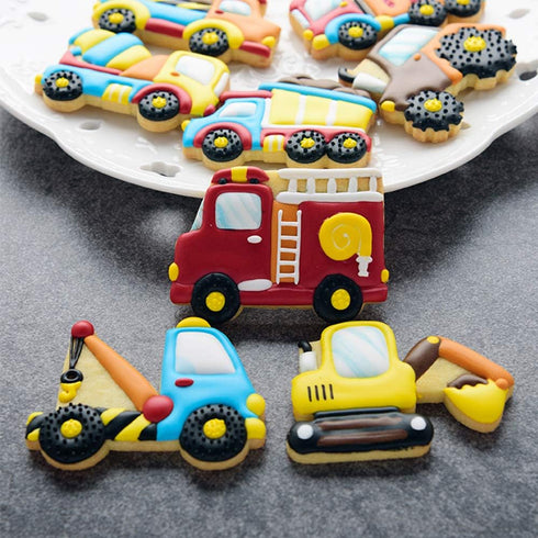 Transportation/Vehicles Cookie Cutters with Matching Cookie Stencils -Set of 16-8Pcs Cookie Cutter and 8Pcs Stencils, Include Truck, Tractor, Fire...
