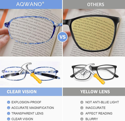AQWANO 4 Pack Computer Reading Glasses Blue Light Blocking Lightweight TR90 Flexible Frame UV Protection Readers for Women Men +2.5...