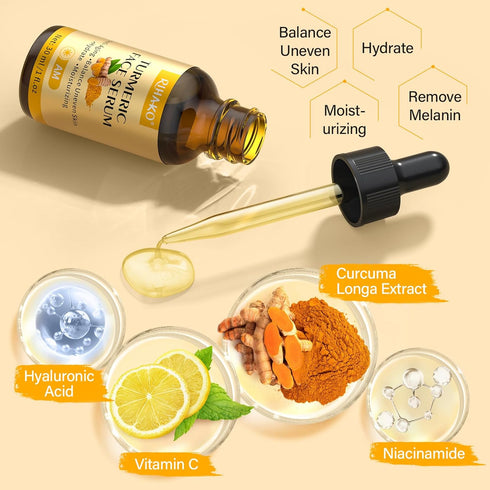 Face Skincare Serum Set– Turmeric Vitamin C & Hyaluronic Acid Serum For Wrinkles, Uneven Skin Tone...