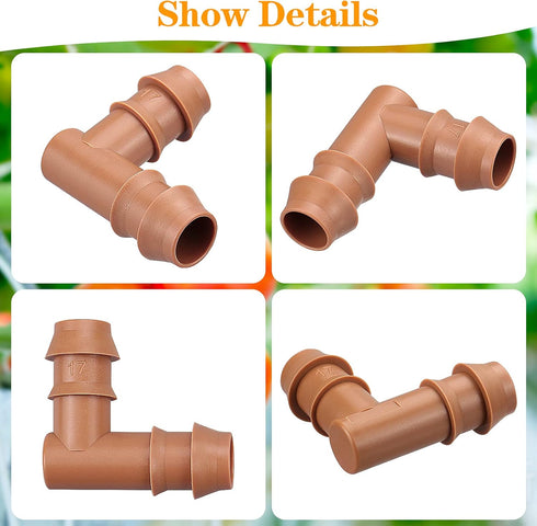 20 Pieces Drip Irrigation Barbed Elbows Fittings for 1/2” Tubing (0.600”ID) - Drip Elbows (17mm) Irrigation Tubing Connectors for Drip Sprinkler G...