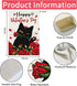 Happy Valentine's Day Garden Flag with Black Cat and Rose Floral Pattern Burlap Double Sided Yard Flag 12 x 18 Inch Garden Decoration for Valentin...