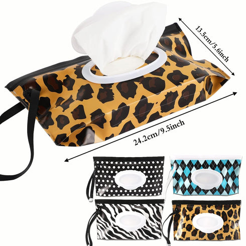 FEBSNOW 4 Pack Baby Wipe Dispenser, Portable Refillable Wipe Holder, Baby Wipes Container, Reusable Travel Wet Wipe Pouch...