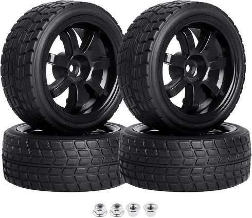 PreGlued 12mm Hex Hubs Wheel Rims&2.64" Rubber Tires for 1/10 On-Road Touring Car Drift for Traxxas 4tec 2.0 3.0 Tamiya TT02 TT01 HPI RS4 HSP Flyi...