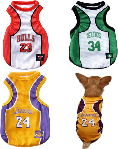 3Pack Dog Clothes for Small Dog Girl Puppy Clothes for Chihuahua Yorkies Bulldog Clothes for Medium Dogs Boy Basketball Jersey Pet Outfits Dog Shi...