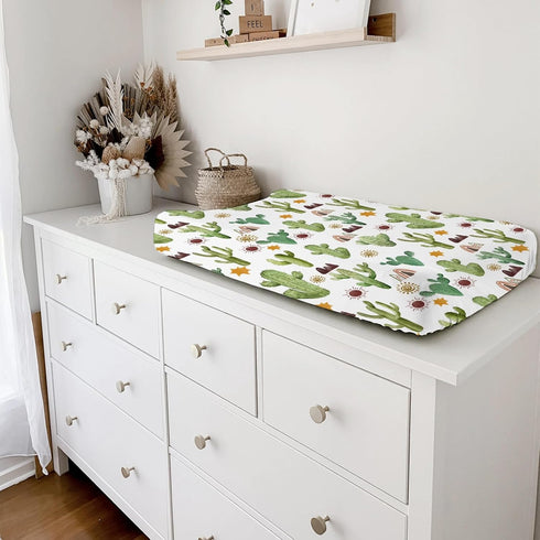 Green Cactus Sun Mountain Changing Pad Cover Desert Cactus Tribal Diaper Changing Table Cover Sheets for Boys Girls Soft Breathable Stretchy Baby ...