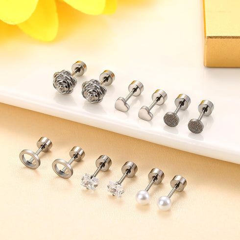 JOERICA Titanium Earrings for Sensitive Ears G23 Pure Titanium Stud Earrings for Women Butterfly Moon Star Opal Cubic Zirconia Hypoallergenic Tita...