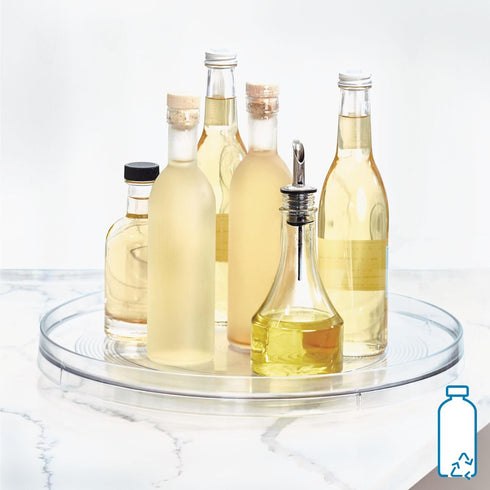 iDesign Recycled Plastic Lazy Susan Turntable Organizer, The Linus Collection – 14” x 1.75”, Clear...