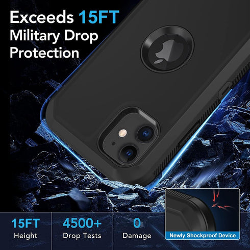 for iPhone 11 Case, with Built in Screen Protector Heavy Duty Drop Protection, Full Body Rugged Shockproof Dust Proof 3- Layer Tough Protective Ph...