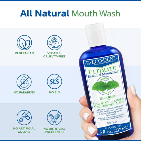 Eco- Dent Daily Rinse Ultimate Essential Mouth Care, Sparkling Clean Mint, 8 fl oz (237 ml)...