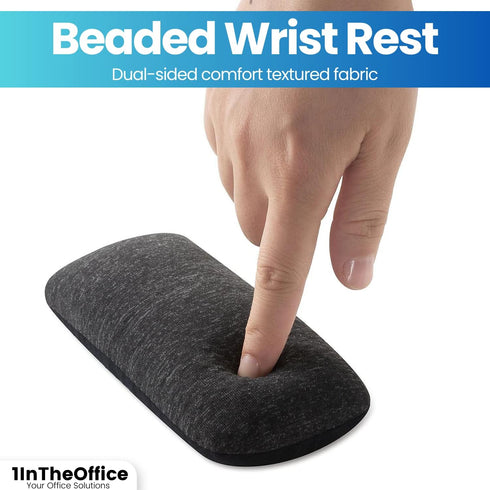 1InTheOffice Mouse Wrist Rest, Beaded Wrist Support Pad Ergobeads, Black...