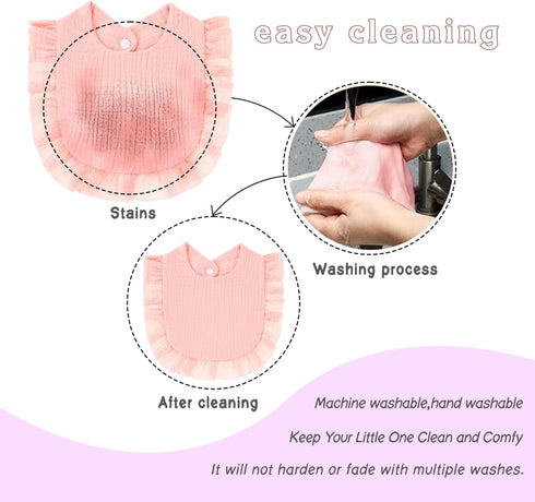 Baby Bibs Baby Drooling Bibs Muslin Bibs 4-Layer Organic Muslin Cotton for Girls Absorbent& Soft& Breathable Teething Bibs Adjustable Scarf Muslin...
