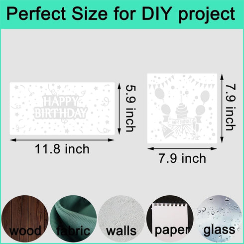 15 Pieces Birthday Stencils for Painting, Happy Birthday Templates Cake Stencils Bithday Theme Stencils for Cakes Card Making Scrapbook DIY Home D...