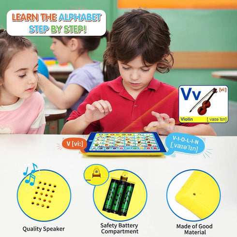 6-in-1 Kids Tablet with ABC/Words/Numbers/Color/Games/Music - Interactive Educational Electronic Toys Makes Learning Fun, Toddler Learning Toys Gi...