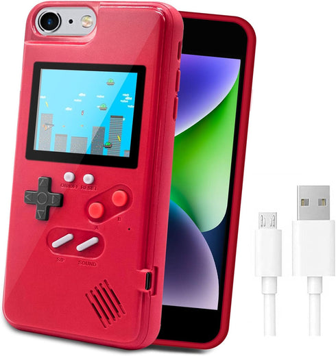 LucBuy Game Console Case Compatible for iPhone 6/6S/7/8/SE2, Retro Protective Cover Self-Powered Case with 36 Small Games, Full Color Display, Sho...