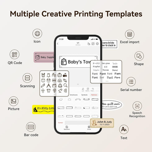 NIIMBOT D110 Upgraded Version Mini Label Maker Machine with Tape, Portable Bluetooth Thermal Printer, Sticker Maker with Multiple Templates for Of...