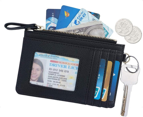 Aiyo Nice Women Slim RFID Card Case Holder Wristlet Zip ID Case Wallet Small Leather Wallet Coin Purse with Keychain...