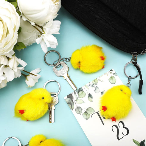 24 Pcs Small Chicken Keychain 3 Inch Realistic Plush Farm Chick Mini Ornaments Yellow Fluffy Chicken Stuffed Animal Soft Chicken Toy Photography P...
