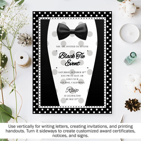 Barker Creek Designer Computer Paper, Black And White Dots, 8.5” x 11”, Decorative Printer Paper, Stationery, 50 Sheets per Pkg, Home, School and ...