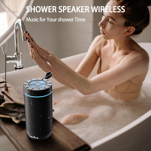 Portable Bluetooth Speaker, IPX5 Waterproof Shower Speaker with 360° HD Surround Sound, Punchy Bass, Wireless TWS Pairing, 24H Playtime, Wireless ...