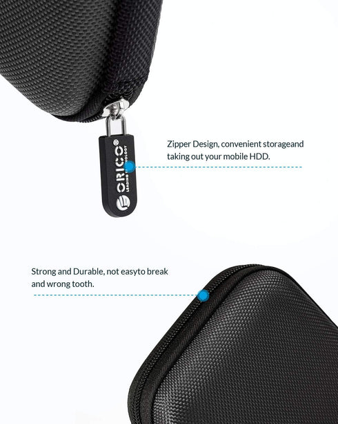 ORICO Hard Drive Case 2.5 inch External Drive Storage Carrying Bag Waterproof Shockproof with Inner Size 5.5x3.5x1.0inch for Organizing HDD and El...