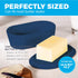 Midnight Blue Butter Dish with Lid For Countertop - Modern Bamboo Butter Crock - Dishwasher Safe Butter Keeper - Butter Holder Container Perfect F...