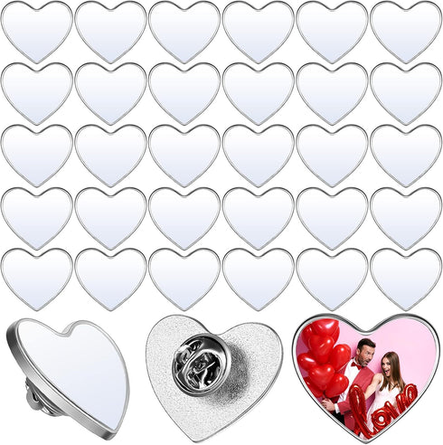 30 Pcs Sublimation Blank Pins DIY Button Badge Kit Sublimation Silver Blank Aluminum Sheet with Butterfly Pin Backs for DIY Craft Jewelry Lapel Ma...