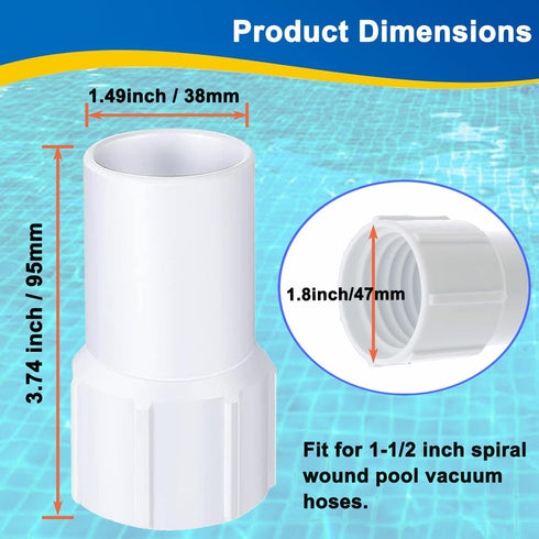 1-1/2" Pool Hose Cuff, Upgraded Swimming Pool Vacuum Hose Cuff, Hose Threaded Replacement Cuff Repair Hose Ends Connect Vacuum Head to the Vacuum ...