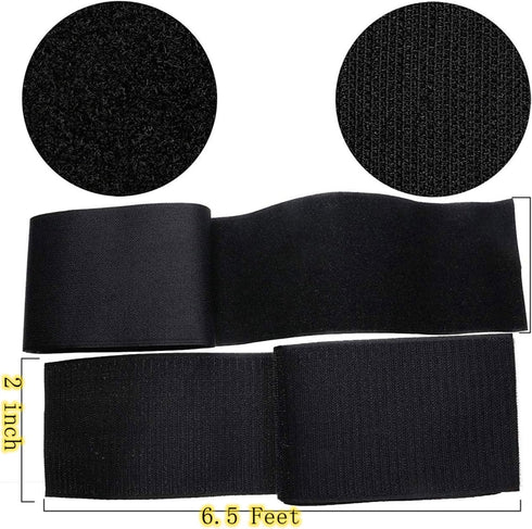 2" Sew On Hook and Loop Strips, Non-Adhesive, Nylon Strips Fabric Fastener Tape Interlocking Tape for Sewing Crafts and DIY Projects, 2 Inch x 6.5...