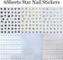 Star Nail Sticker 6 Sheets Gold Sliver Star Nail Art Stickers 3D Self-Adhesive Diamond Star Nail Decals Glitter Star Nail Charms Stickers Shiny Si...