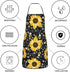 Sunflower Bees Oven Mitts and Pot Holders with Apron Set of 5 Silicone Sunflowers Kitchen Mitten Gloves and Non-Slip Potholders Cooking Apron Set ...