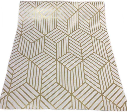 White and Gold Geometry Stripped Hexagon Peel and Stick Contact Paper self Adhesive Wallpaper Removable Vinyl Film Decorative Shelf Drawer Liner S...